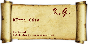 Kürti Géza névjegykártya
